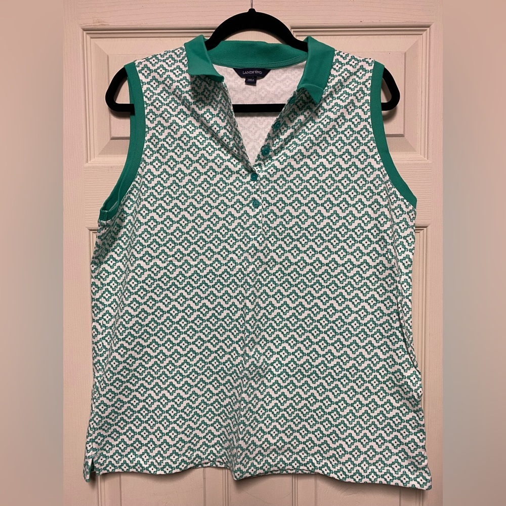 Teal Lands’ End Sleeveless Patterned Top